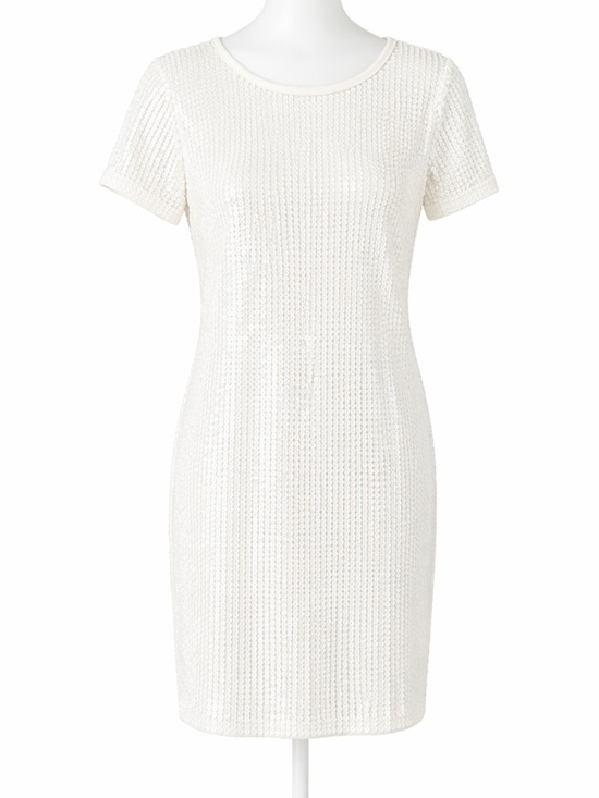MICHAEL Michael Kors Dresses & Skirts - MICHAEL Michael Kors Cream white sequin Short Sleeve mini dress size PM